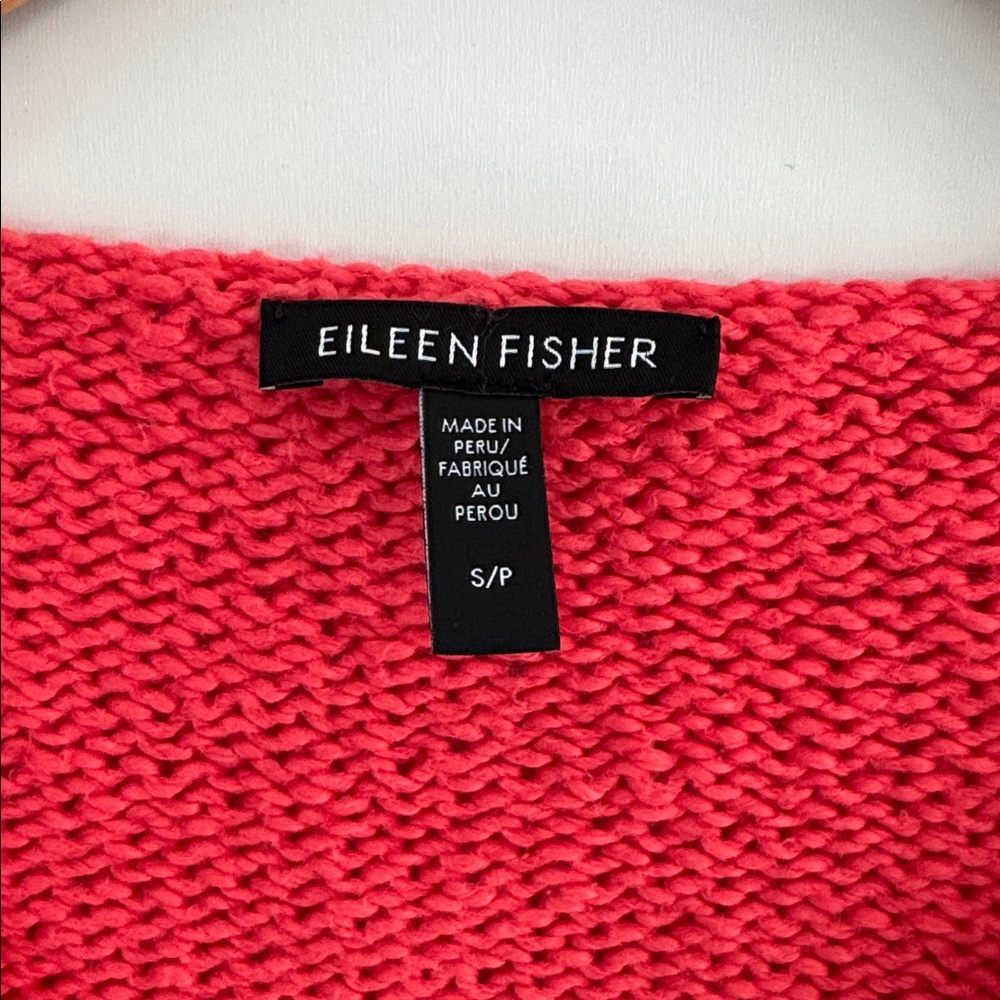 Eileen Fisher Sweater Womens Small Organic Cotton Knit Coral Long Sleeve - Picture 11 of 12